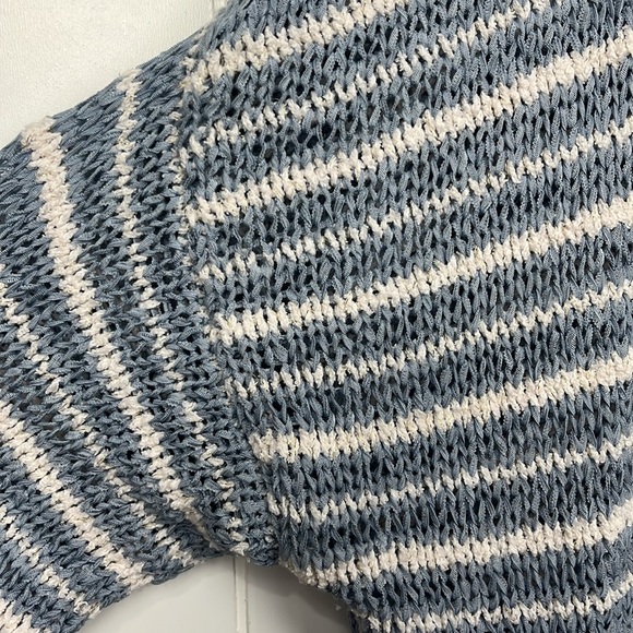 Soft Surroundings Womens Open Front Cardigan L Blue/White Stripes Long Sleeves - Picture 3 of 9